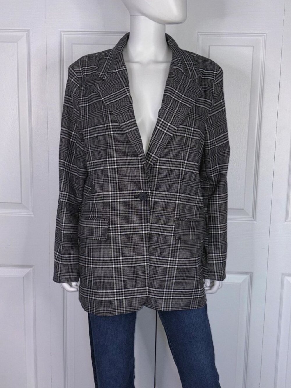 FRENCH CONNECTION women's plaid blazer size XL
